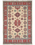 4x6 Beige Kuba Afghan Hand Knotted Wool Area Rug